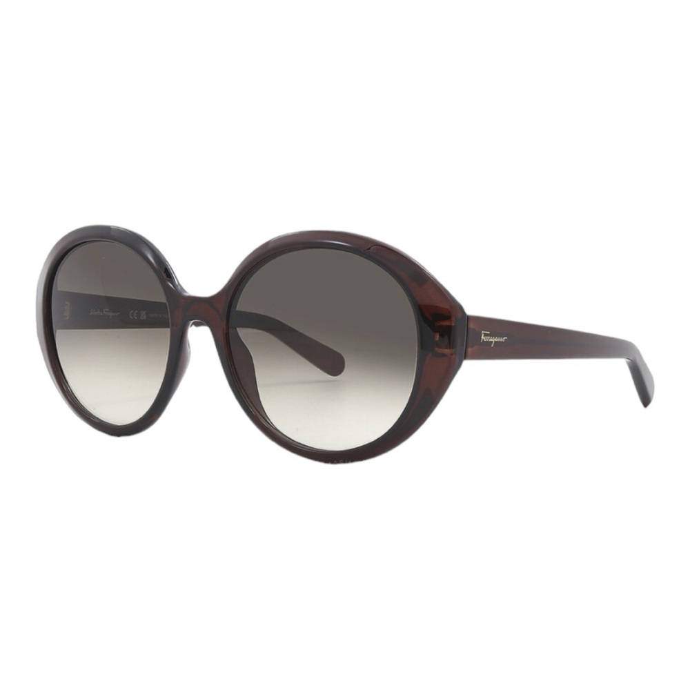 Salvatore Ferragamo Oval brown sunglasses with gray gradient lenses
